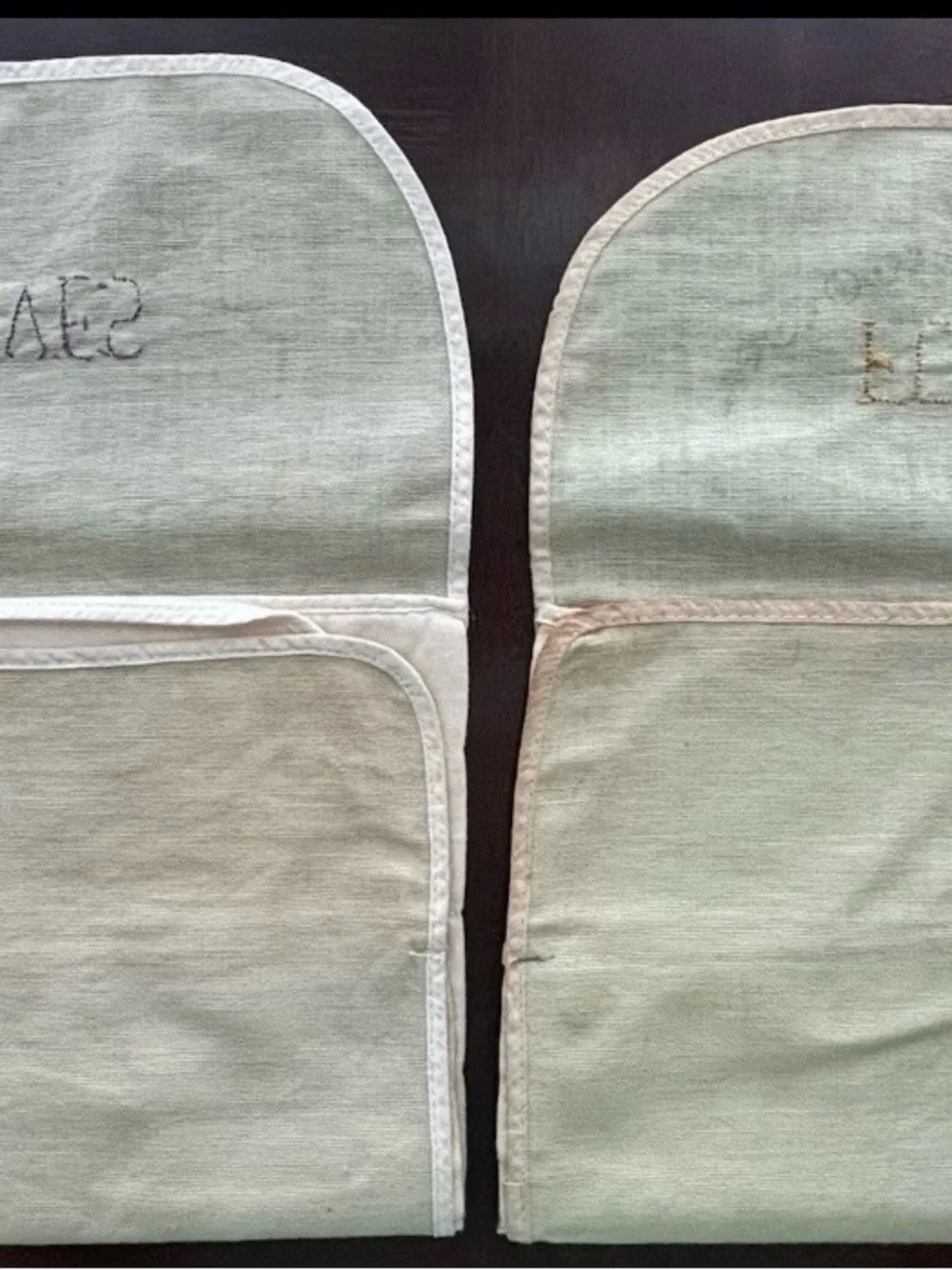 Embroidered Linen Cutlery Pockets - KNIVES & FORKS